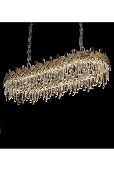 Cristalin Aydınlatma Luxury Seri Gold Modern Yemek Masası Üzeri Led Avize