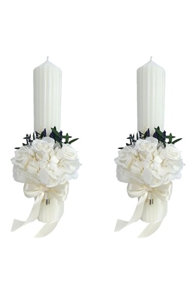 OEM Wedding candles decorated with cryogenic roses and cryogenic hydrangea, H35/D6 cm