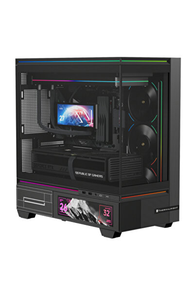 ThermalRight هيكل كمبيوتر TL-M10 Vision M-ATX بشاشة LCD مقاس 6.9 بوصة بدون مراوح باللون الأسود