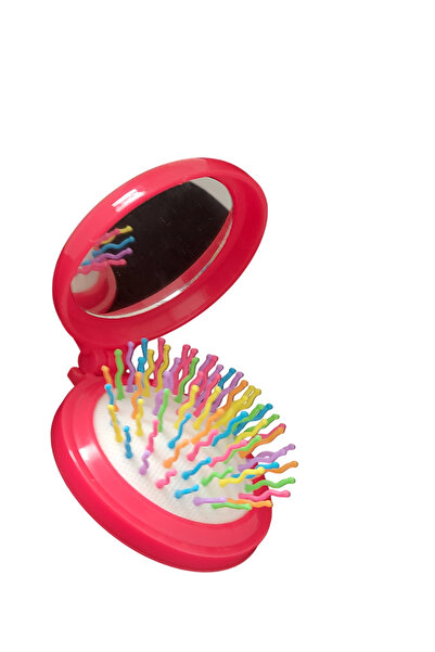 FuryaTedarik Rainbow Brush Travel Size Foldable Hair Brush with Mirror