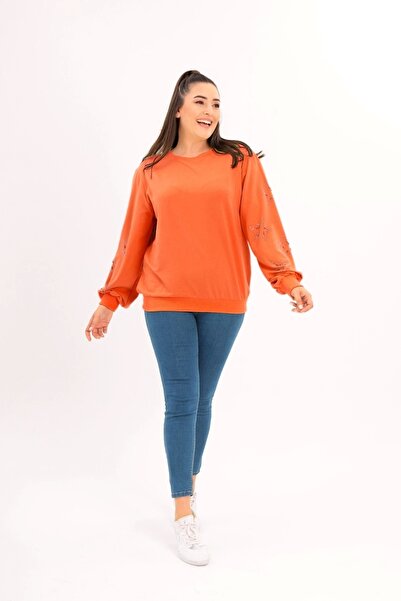 aytemas Sleeves Star Stone Printed Sweatshirt