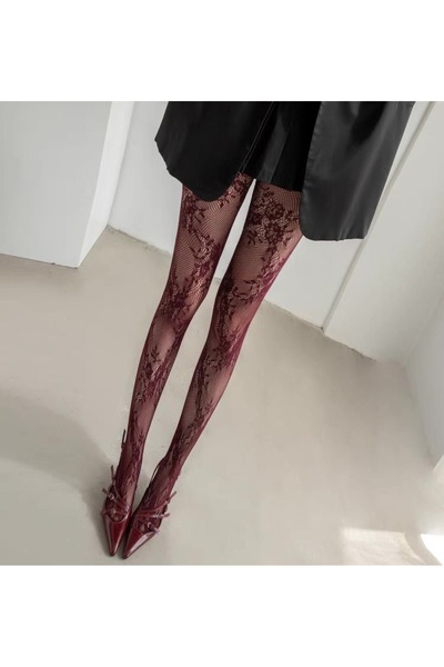 VINIA Ciorapi de corp cu modele de trandafiri cu plasă de flori