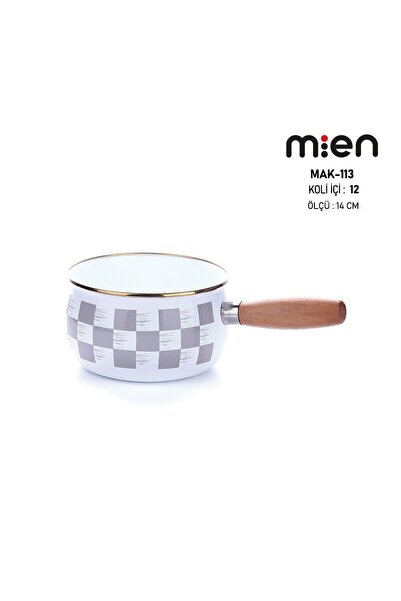 MİEN HOME قدر طهي من إيماي بمقبض خشبي ولون رمادي 14 سم