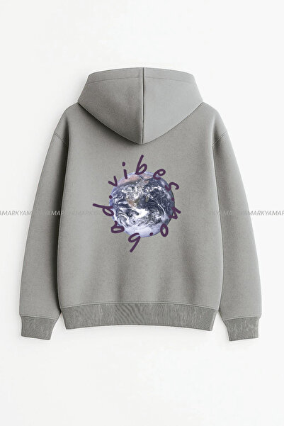 LG LAGULER Hanorac unisex NO BAD VIBES B cu imprimeu Fleece O supradimensiona...