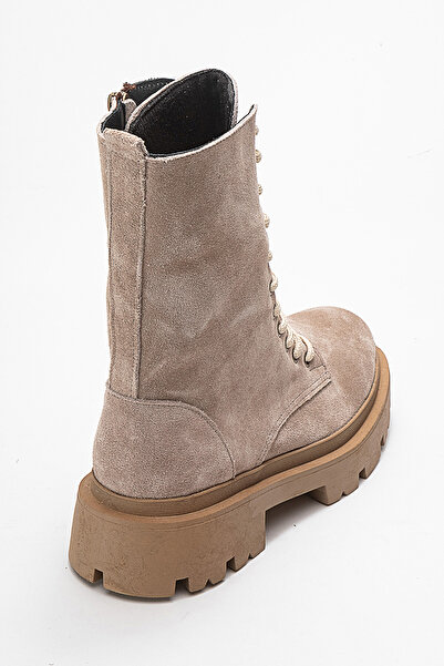 Dericlub Kadın Kalın Taban Bot Gerçek Nubuk Deri ZY 1558 SÜET VİZON