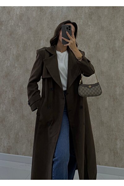 RAVİ Kuşaklı süet trençkot