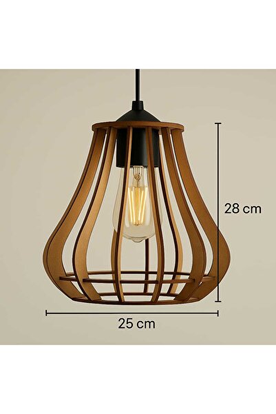 Luminars Lazer Kesim Ahşap Avize Linea Model Modern Tasarım E27 Duy Uyumlu Kolay Kurulum Salon Aydınlatma