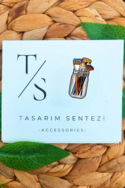 Tasarım Sentezi Rozet Metal Broş Sulu Boya Fırça Seti Kavanoz Resim Palet Res...