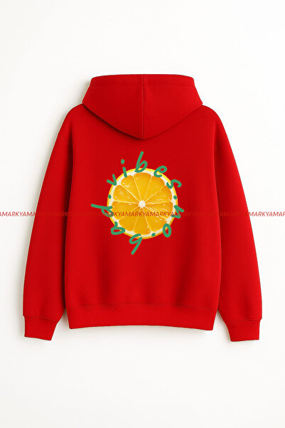 LG LAGULER Unisex No Bad Vibes Printed Fleece Oversized Autumn/Winter Hooded Kangaroo Pocket Hoodie Sweatshirt