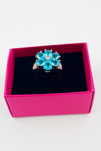 Bittox Adjustable Romantic Flower Design Zircon Stone Steel Stainless Silver Color Ring-New Season