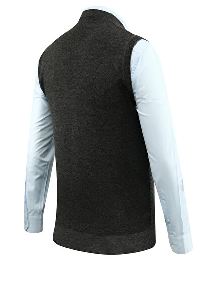 Çizgi Triko Men's Buttoned Vest with Pockets Patterned Steel Knit Classic Fit - 5208L
