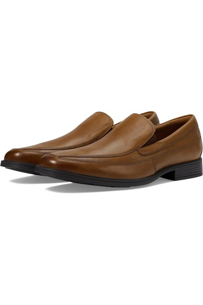 Generic Clarks Men’s Tilden Free Dark Tan Leather Slip-On Dress Loafers
