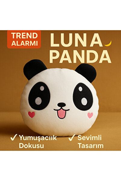 HUA Luna Panda Peluş Yastık - Yumuşak Dokulu Ev Dekoru - Çocuklar İçin Oyun V...