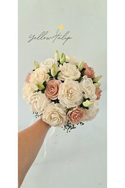 Yellow Tulip Bridal/godmother bouquet with immortal sola flowers and cryogenic greenery