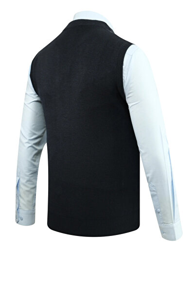 Çizgi Triko Чоловічий жилет на ґудзиках з кишенями, візерунком, класичним кроєм - 5205L