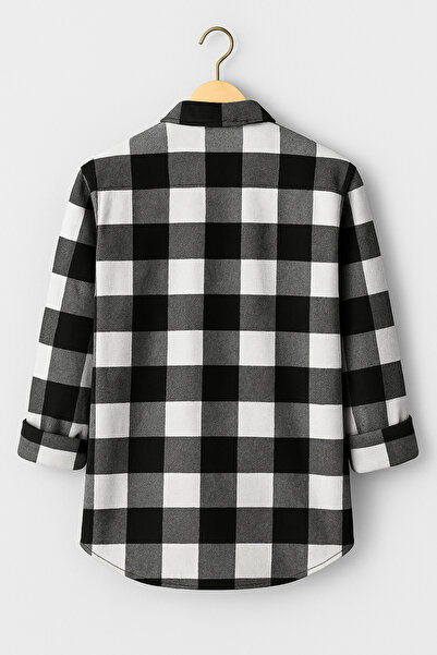 mavisima erkek giyimi Men's Black and White Checkered Lumberjack Shirt – Comfortable Fit New Season Winter Fashion Trend