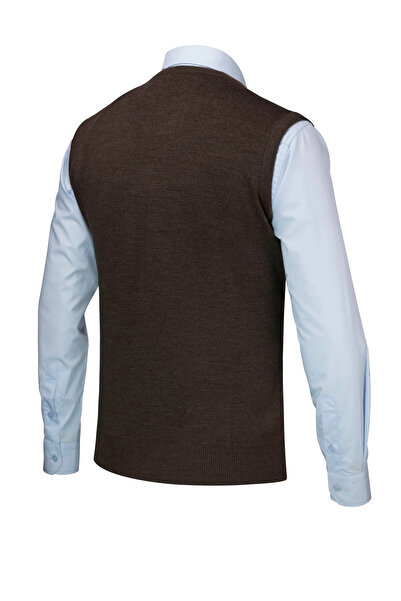 Çizgi Triko Ανδρικό γιλέκο με κουμπιά με μοτίβο από ατσάλινο πλέγμα κλασικό καλούπι - 5203L