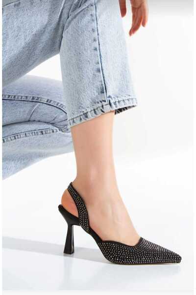 Zenvea Fantasiya Poli Kalo Stone Pointed Toe Thin Heeled Women's Evening Dress Shoes