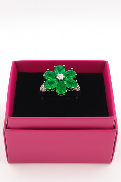 Bittox Adjustable Romantic Flower Design Zircon Stone Steel Stainless Silver Color Ring-New Season
