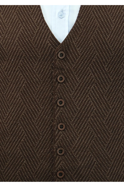 Çizgi Triko Men's Buttoned Vest Without Pockets Patterned Steel Knit Classic Fit - 5211Ls