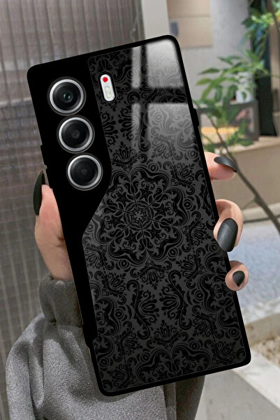 TECNO Camon 40 Uyumlu Siyah Karışık Tasarımlı Parlak Premium Kılıf