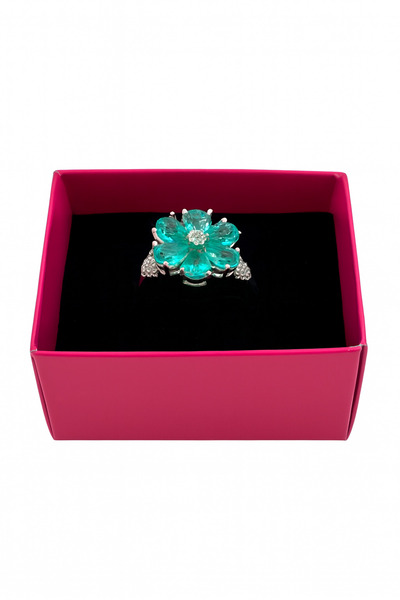 Bittox Adjustable Romantic Flower Design Zircon Stone Steel Stainless Silver Color Ring-New Season