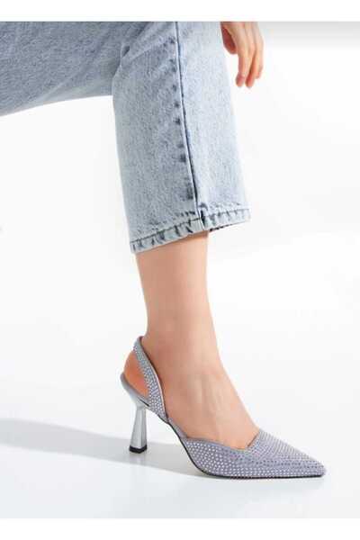 Zenvea Fantasiya Poli Kalo Stone Pointed Toe Thin Heeled Women's Evening Dress Shoes