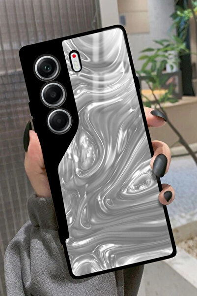 TECNO Camon 40 Uyumlu Beyaz Tasarımlı Parlak Premium Kılıf