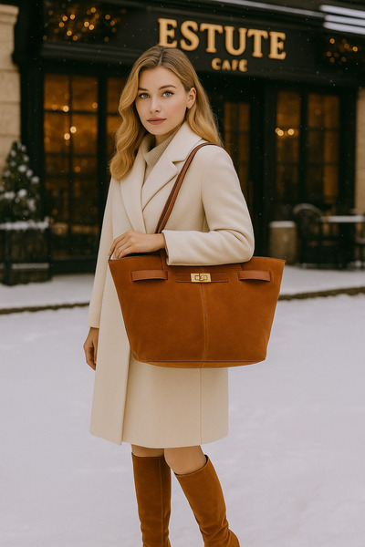 ESTUTE Lüksün Zerafetin Stilin Omuzdaki Asaleti Bu Süet Omuz Çantasında