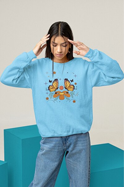 ArtYus FLORI BUTTERFLY Colorat B cu imprimeu B guler rotund ı Hanorac