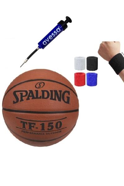 SPALDING Tf-150 Basketball Ball No: 5 + Pump + Towel Wristband