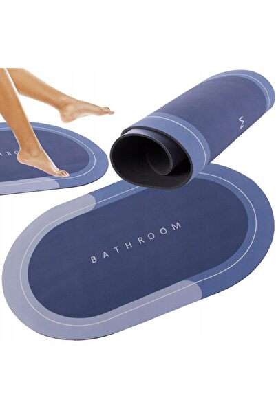 POLO SHOP Elegant bathroom rug, non-slip, blue