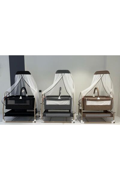 TURHAN BEBE 2025 Model Anne Yanı Asansörlü Tekerlekli Cibinlikli Geniş Sepetli Beşik Hamak Ana Dizi