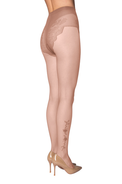 PETRA-ELISA Γυναικείο Καλσόν 15 DEN ELITE με Σχέδιο Velica, Μπεζ, M