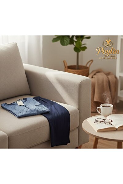 PİJAPİA Erkek Uzun Kollu Desenli Pamuklu Pijama Takımı