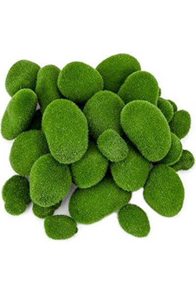Generic Nicunom 50 Pcs 5 Size Artificial Moss Rocks Decorative, Faux Green Moss Decor Balls for Floral Arran