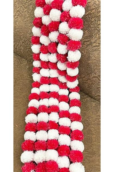 Generic SPHINX Artificial Marigold Flowers (White and Red, 5 Pieces)