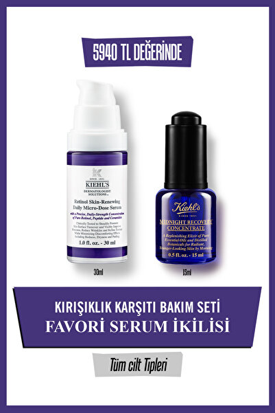 Kiehl's Retinol Skin Renewing & Midnight Recovery Kırışıklık Karşıtı Gece & G...