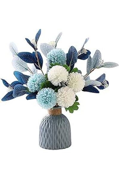 Generic زهور SYOSI الاصطناعية مع مزهرية، تنسيقات زهور الكوبية الاصطناعية للمن...
