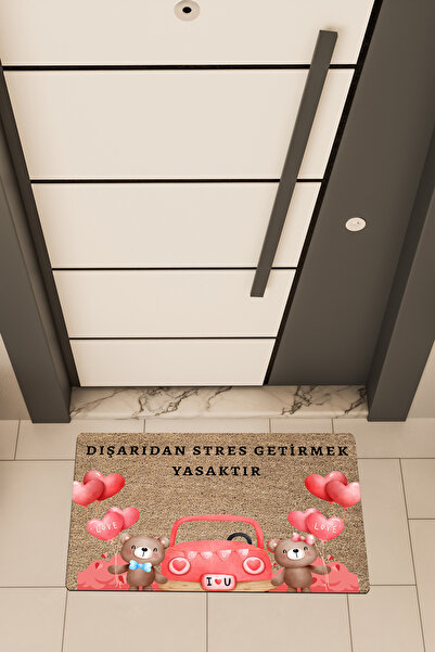 Dormot High-Quality Digital Printing Brown, Teddy Bears with Cars, Stress Ban-Themed Doormat