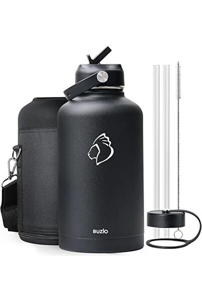 Generic BUZIO Insulated Water Bottle with Straw Lid and Flex Cap,64oz Modern Double Vacuum Stainless Steel W