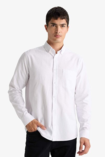 DeFacto Regular Fit Polo Yaka Oxford Uzun Kollu Gömlek A8028AX25AU