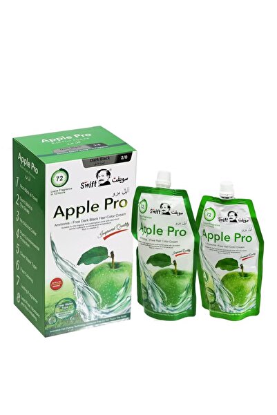 SWİFT Apple Pro Hair Dye Cream, Original, Ammonia-Free, Dark Black, No. 2/0, Cream 500ml + Developer 500ml