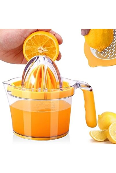 Generic BIGTHREE 4-in-1 Manual Citrus Juicer, Lemon, Orange Press with Built-in Measuring Cup, Grater & Egg