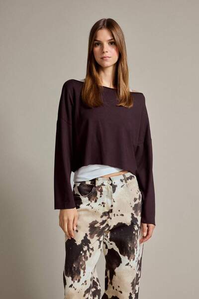 DeFacto Регулярна кройка, модална блуза с лодкаобразно деколте G3333AX25WN