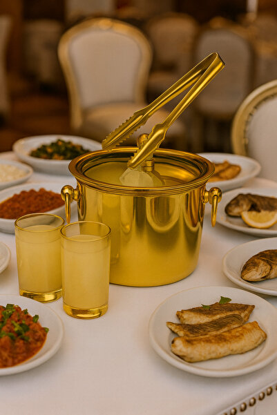 Veliday Gold Termoslu Paslanmaz Çelik Buz Kovası Ve Buz Maşası Set 18/10 - 304 Paslanmaz Çelik