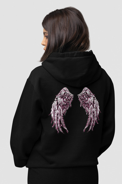 NEVERMIND Hanorac minimalist cu design cu aripi de înger, țesătură din bumbac...