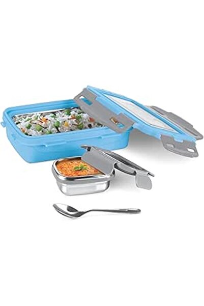 Generic Milton Steely Super Deluxe Insulated Inner Stainless Steel Small Tiffin Box, 400 ml, with Inner Stai