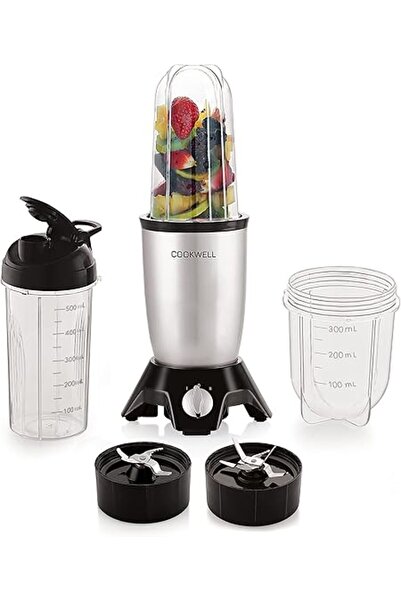 Generic خلاط ومطحنة Cookwell Bullet (3 أوعية، شفرتان، فضي) - نحاسي، 600 واط