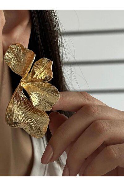 Twinssis Accessories Zr Textured Large Dangle Leaf Earrings
